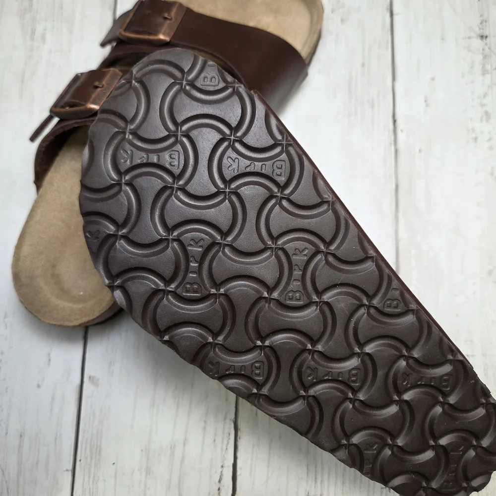 Birkenstock Brown Leather Footbed Sandals - Picture 5 of 8
